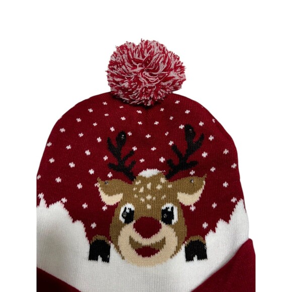 Christmas Beanie Hat “Oh Deer” Light Up Hat Unisex Adult - Picture 3 of 9